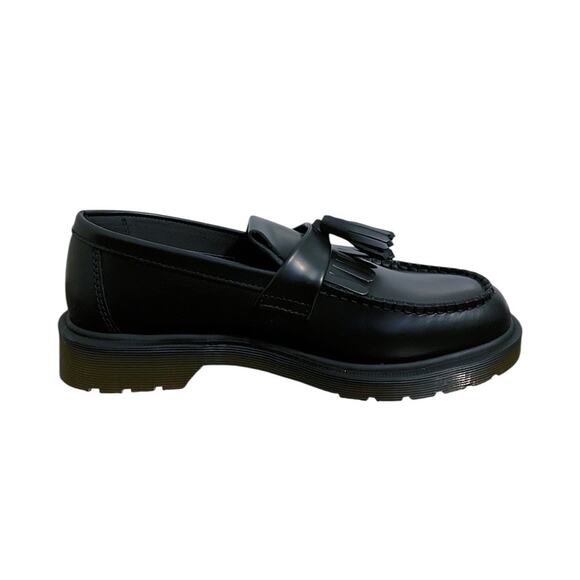 Dr. Martens Adrian Black Leather Fringe Tassel Lug Sole Platform Loafers - Picture 4 of 9